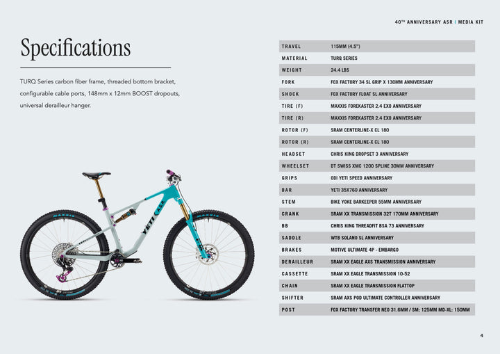 Bike Yeti Cycles ASR T Series 40th Anniversary T6 - LGE 2025