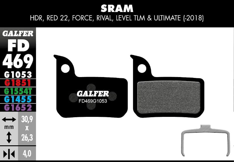 Brake Pad Galfer Standard Compound: SRAM HRD, RED 22, LEVEL