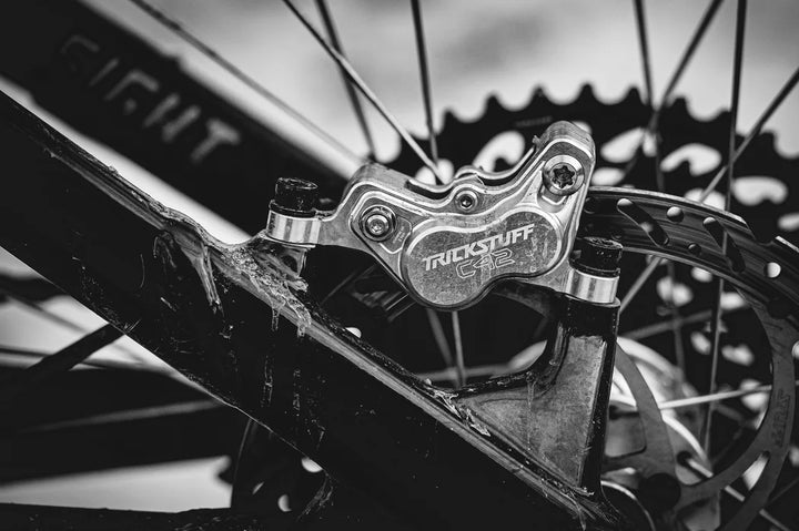 Brakeset Trickstuff Maxima | Pump Silver / Reservoir Orange / Lever Neutral / Calliper Silver / Kevlar Black Hose / Pump Straight Silver / Calliper Banjo Silver